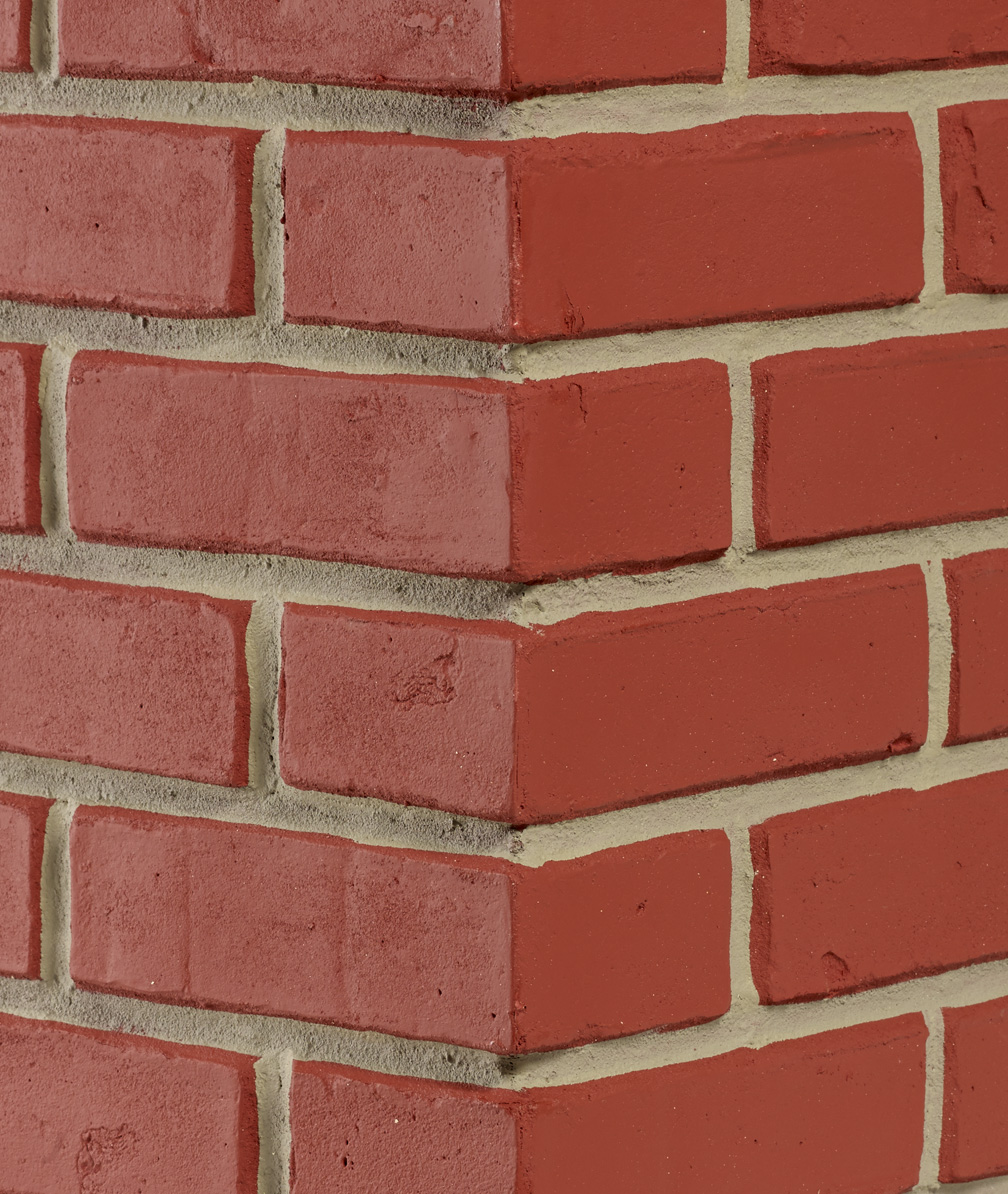 Brick Historic Architectural Corner - Red Gray Grout